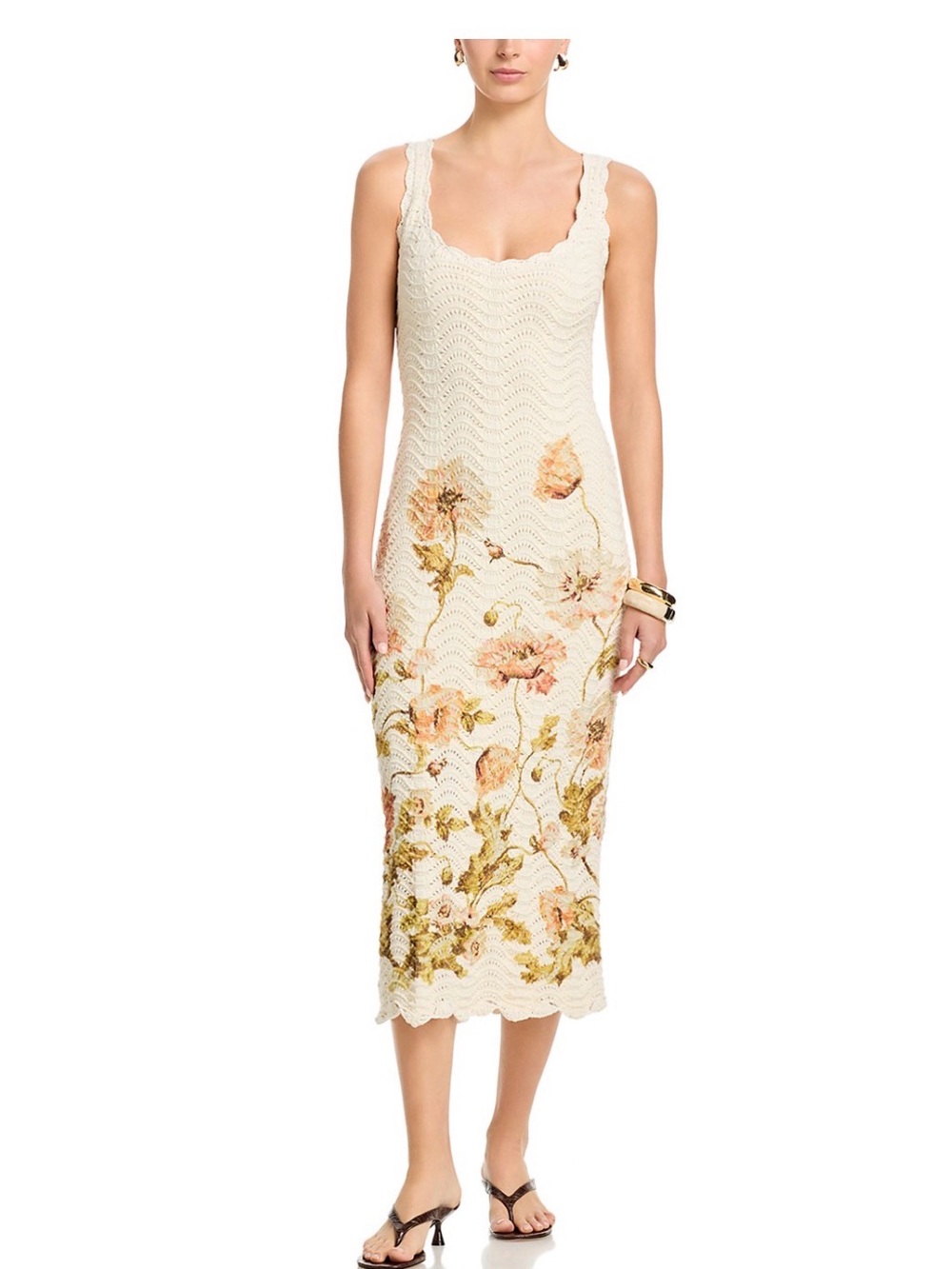 Cara Cara Cream Floral Crochet Midi Dress